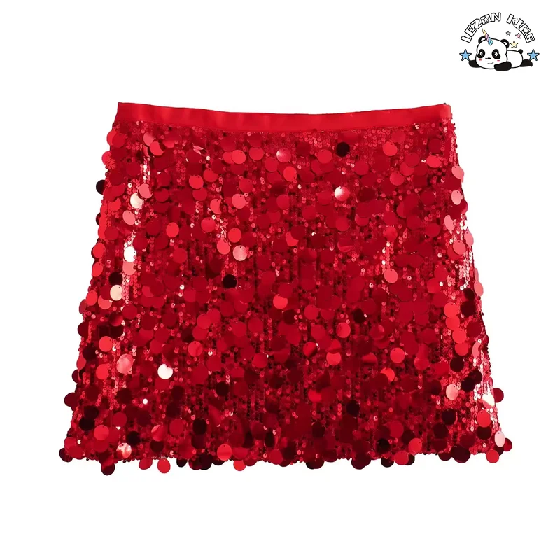 LEZONKIDS - Custom European and American Style Children Skirt Fashion Versatile Sequined Mini Skirt